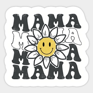 Womens Minimal Happy Face Mama Sunflower Smile Face Trendy Sticker